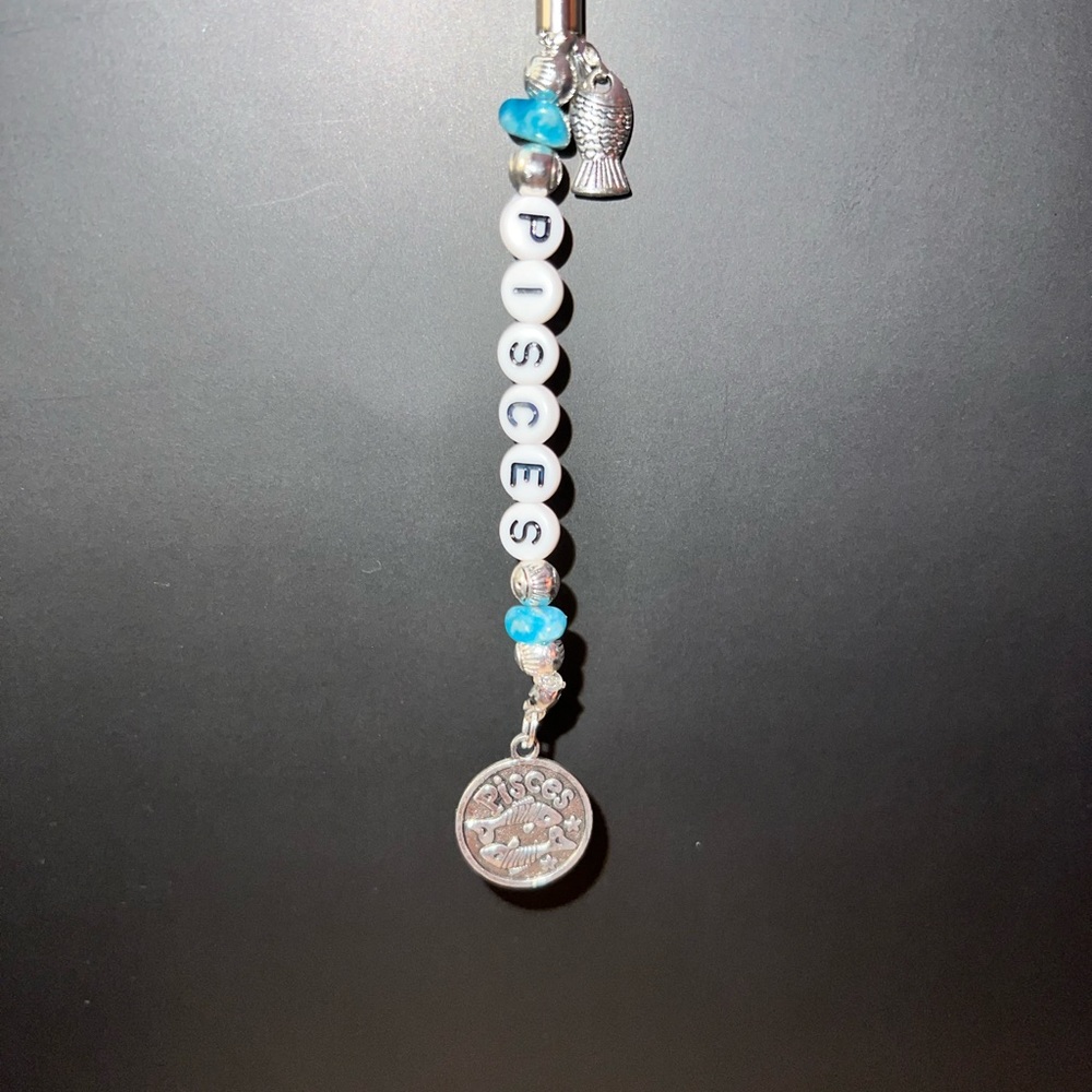 PISCES Astrological Sign Roach Clip Smoker’s Helper with Birth Sign & Charm